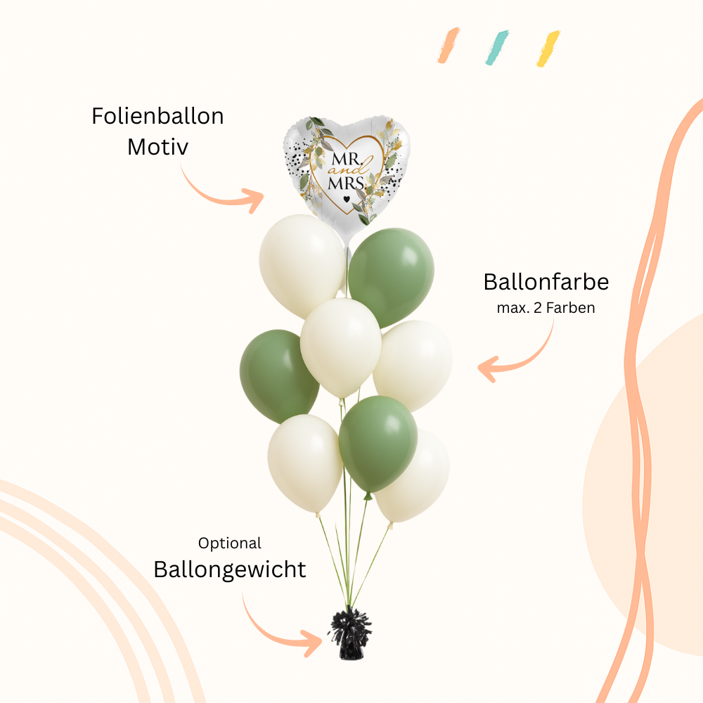 Personalisierter Ballonstrauß - Zur Hochzeit
