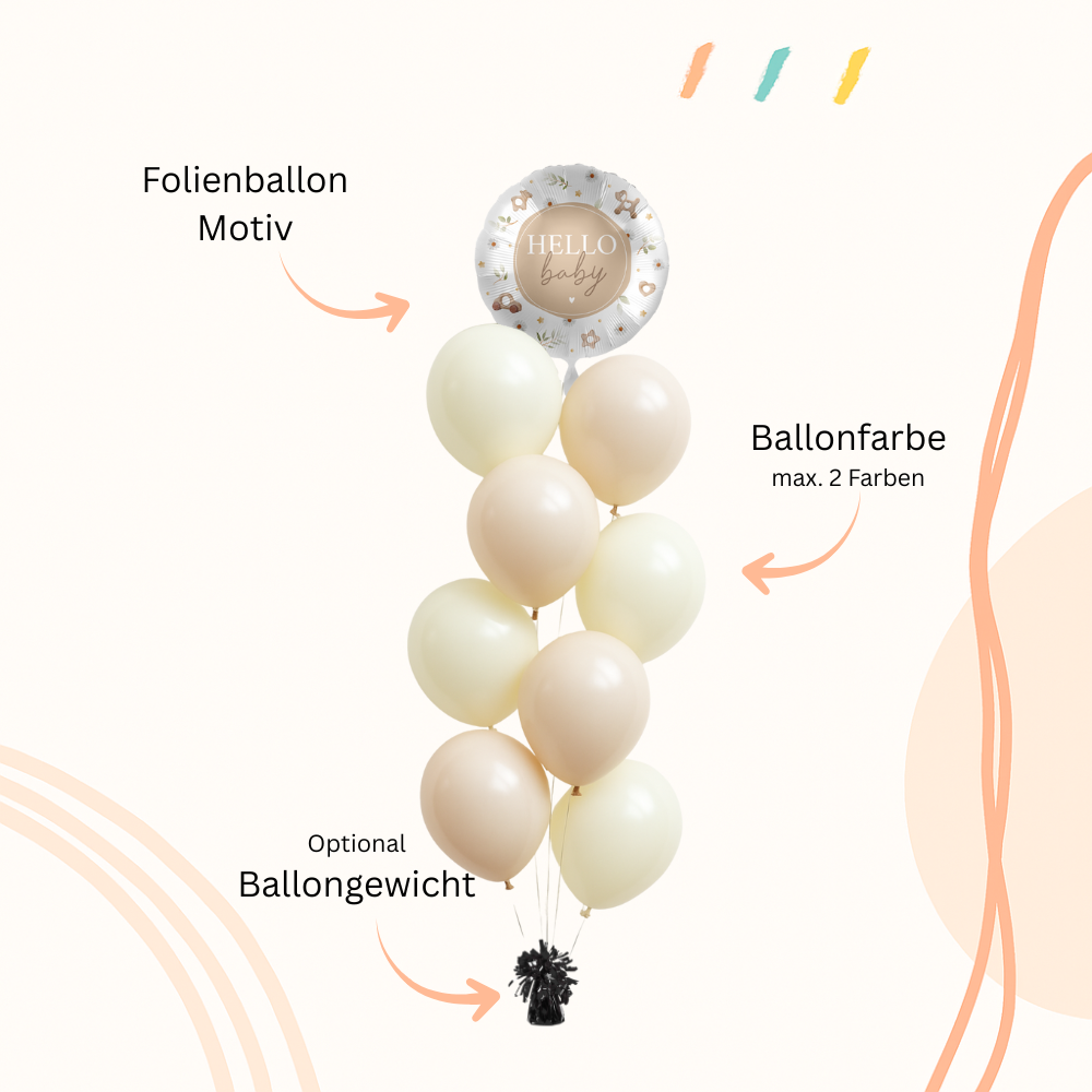 Personalisierter Ballonstrauß - Zur Geburt