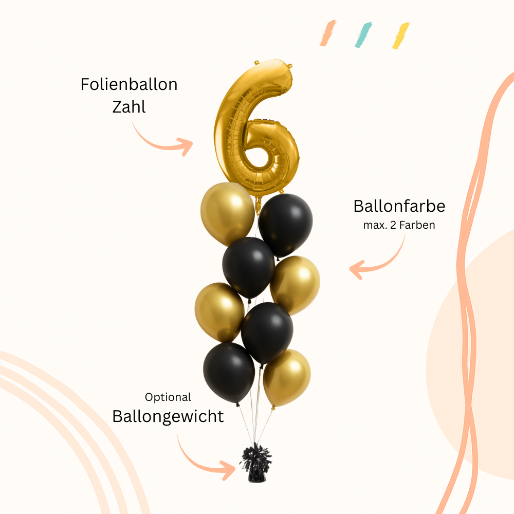 Personalisierter Ballonstrauß - mit Folienballonzahl